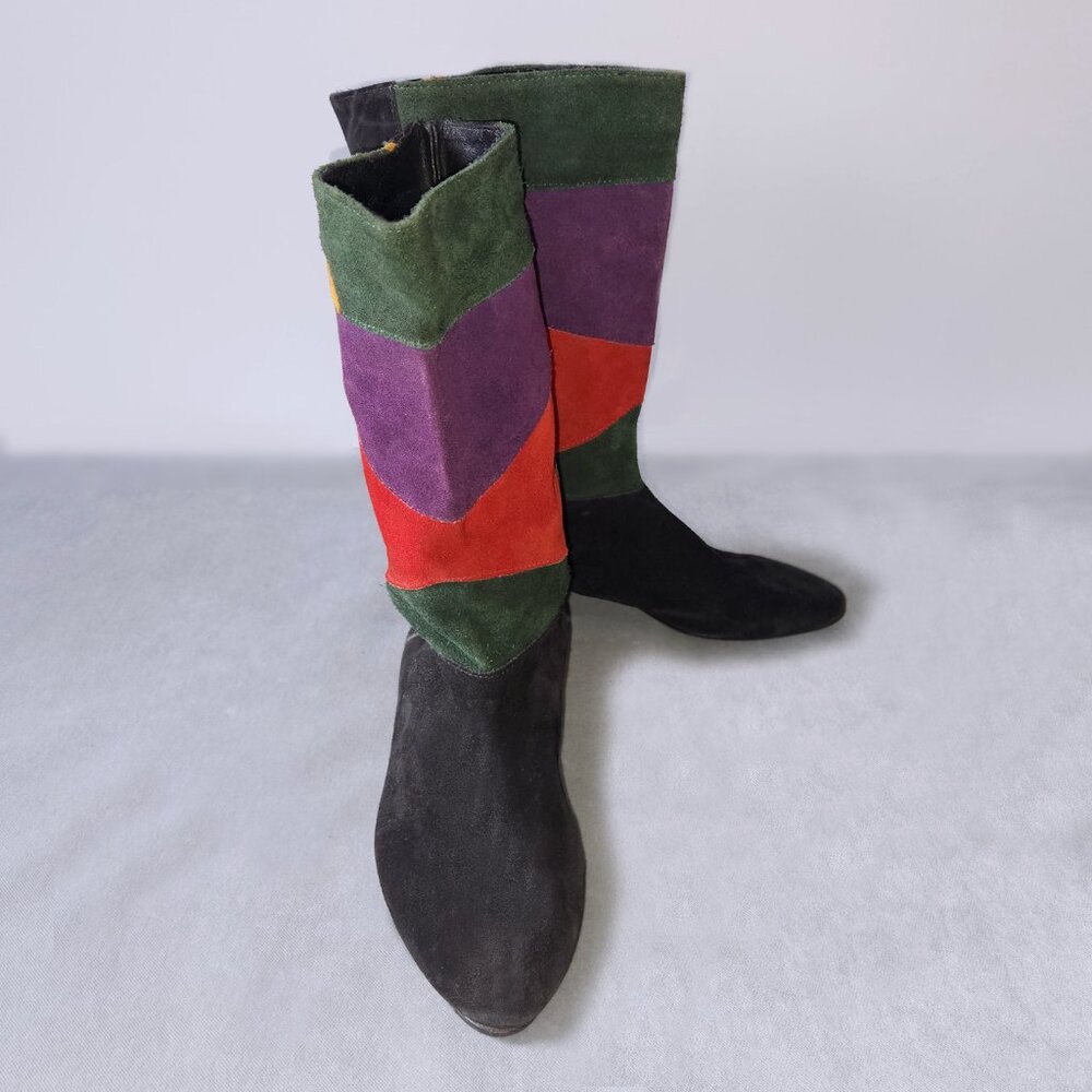 Vintage 60s 70s MOD Gogo Colorful Patchwork Hippie Boots Size 7.5 B Yugoslavia - Picture 6 of 6